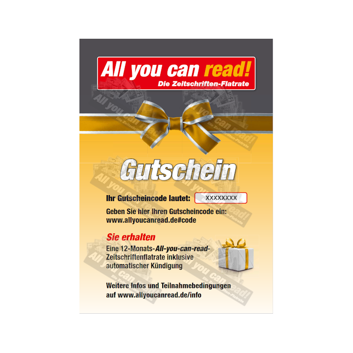 All You Can Read!  Gutschein für 12 Monate